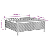 Garden Table Black 70x70x25 cm Rattan and Acacia Wood
