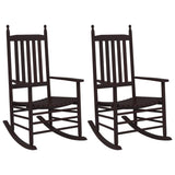 Rocking Chairs with Curved Seats 2 pcs Brown Solid Wood Poplar - Front View