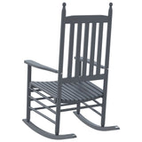 Rocking Chairs with Curved Seats 2 pcs Grey Solid Wood Poplar - Close-Up Angle
