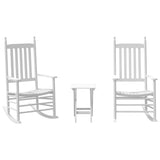 Rocking Chairs 2pcs with Foldable Table White Solid Wood Poplar - Front View