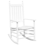 Rocking Chairs 2pcs with Foldable Table White Solid Wood Poplar - Side View