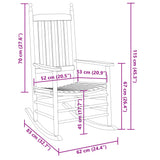 Rocking Chairs 2pcs with Foldable Table White Solid Wood Poplar - Low Angle
