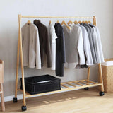 Clothes Rack with Shelves and Wheels 106x34x106.5 cm Bamboo - Side View