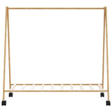 Clothes Rack with Shelves and Wheels 106x34x106.5 cm Bamboo - Top-Down View