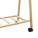 Clothes Rack with Shelves and Wheels 106x34x106.5 cm Bamboo - Low Angle
