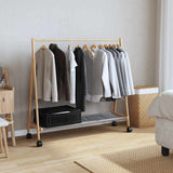 Clothes Rack with Shelves and Wheels 106x34x106.5 cm Bamboo - Front View