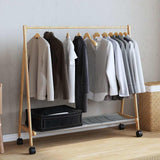 Clothes Rack with Shelves and Wheels 106x34x106.5 cm Bamboo - Side View