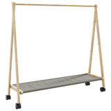 Clothes Rack with Shelves and Wheels 106x34x106.5 cm Bamboo - Rear View