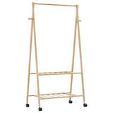 Clothes Rack with Shelves and Wheels 96x45.5x155.5 cm Bamboo