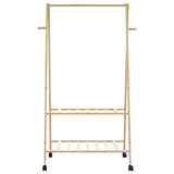 Clothes Rack with Shelves and Wheels 96x45.5x155.5 cm Bamboo - Top-Down View