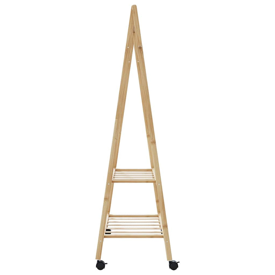 Clothes Rack with Shelves and Wheels 96x45.5x155.5 cm Bamboo