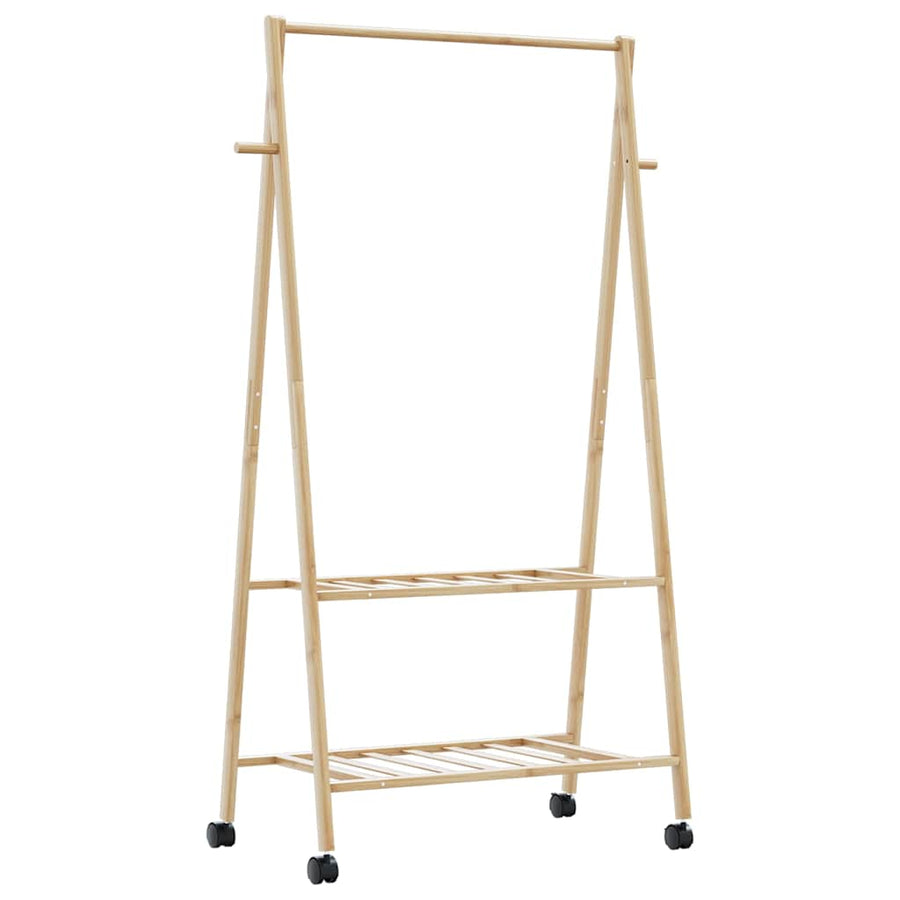 Clothes Rack with Shelves and Wheels 96x45.5x155.5 cm Bamboo