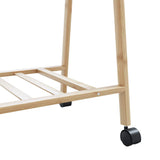 Clothes Rack with Shelves and Wheels 96x45.5x155.5 cm Bamboo - Low Angle