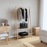 Clothes Rack with Shelves 96x45.5x150.5 cm Bamboo - Front View