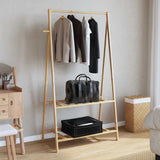 Clothes Rack with Shelves 96x45.5x150.5 cm Bamboo - Side View