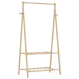 Clothes Rack with Shelves 96x45.5x150.5 cm Bamboo - Rear View