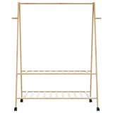 Clothes Rack with Shelves and Wheels 132x45.5x155.5 cm Bamboo