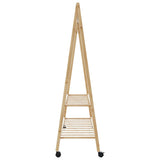 Clothes Rack with Shelves and Wheels 132x45.5x155.5 cm Bamboo - 45-Degree Angle