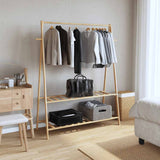 Clothes Rack with Shelves 132x45.5x150.5 cm Bamboo - Front View