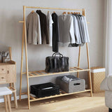 Clothes Rack with Shelves 132x45.5x150.5 cm Bamboo - Side View