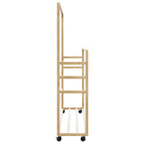 Clothes Rack with Shelves and Wheels 90x35x155 cm Bamboo - 45-Degree Angle