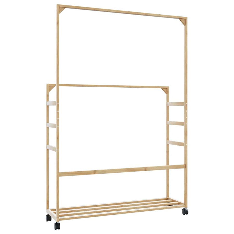 Clothes Rack with Shelves and Wheels 90x35x155 cm Bamboo