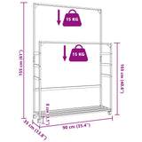 Clothes Rack with Shelves and Wheels 90x35x155 cm Bamboo - Extra Image