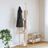Coat Stand with Hooks and Shelves 39x33x166 cm Bamboo - Front View