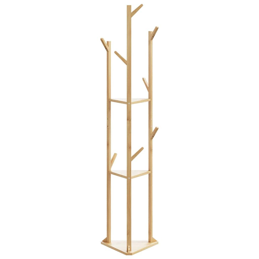 Coat Stand with Hooks and Shelves 39x33x166 cm Bamboo