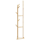 Coat Stand with Hooks and Shelves 39x33x166 cm Bamboo - Top-Down View