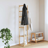 Coat Stand with Hooks and Shelves 38.5x30x156 cm Bamboo - Front View