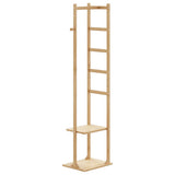 Coat Stand with Hooks and Shelves 38.5x30x156 cm Bamboo - 45-Degree Angle