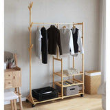 Clothes Rack with Shelves and Wheels 100x38x175.5 cm Bamboo - Side View