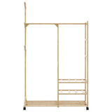 Clothes Rack with Shelves and Wheels 100x38x175.5 cm Bamboo - Top-Down View