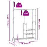 Clothes Rack with Shelves and Wheels 100x38x175.5 cm Bamboo - Extra Image