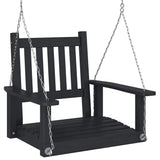Garden Swing Chair with Metal Chains Black Solid Wood Fir - Front View