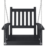Garden Swing Chair with Metal Chains Black Solid Wood Fir - Top-Down View