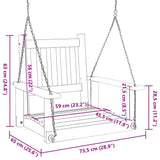 Garden Swing Chair with Metal Chains Black Solid Wood Fir - Low Angle