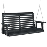 Garden Swing Bench with Metal Chains Black Solid Wood Fir - Front View