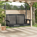 Garden Swing Bench with Metal Chains Black Solid Wood Fir - Side View
