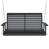 Garden Swing Bench with Metal Chains Black Solid Wood Fir - Top-Down View