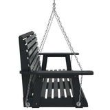 Garden Swing Bench with Metal Chains Black Solid Wood Fir - 45-Degree Angle