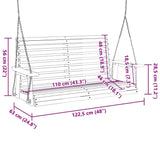 Garden Swing Bench with Metal Chains Black Solid Wood Fir