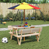 Picnic Table for 4 Kids with Umbrella Hole Solid Wood Fir - Side View
