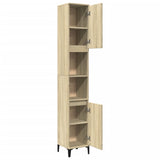 Bathroom Cabinet Sonoma Oak 30x30x190 cm Engineered Wood - Rear View