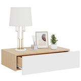 Wall-mounted Bedside Cabinet with LED White&Sonoma Oak