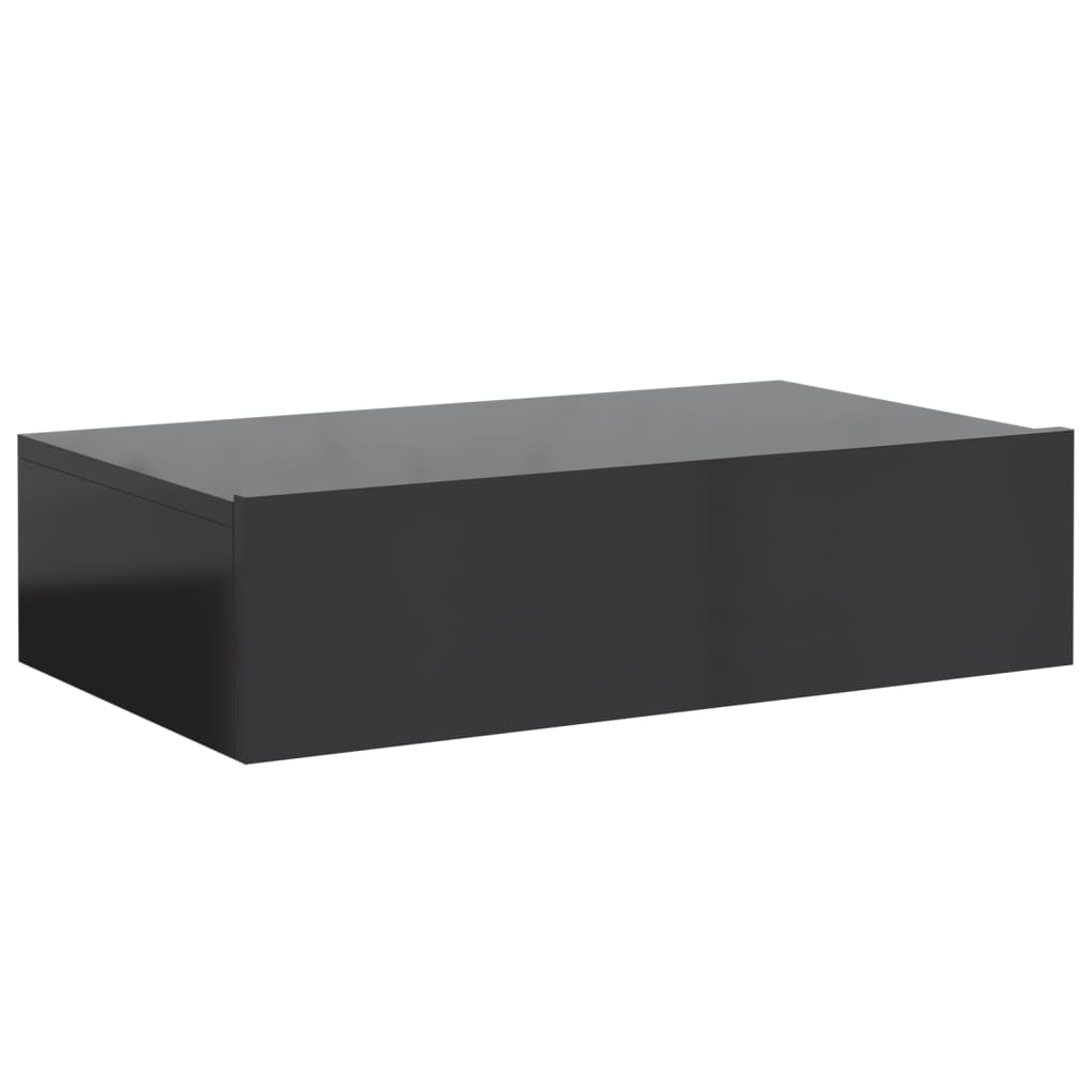 Wall-mounted Bedside Cabinet with LED High Gloss Grey
