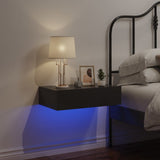 Wall-mounted Bedside Cabinet with LED High Gloss Grey