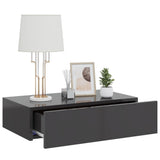 Wall-mounted Bedside Cabinet with LED High Gloss Grey
