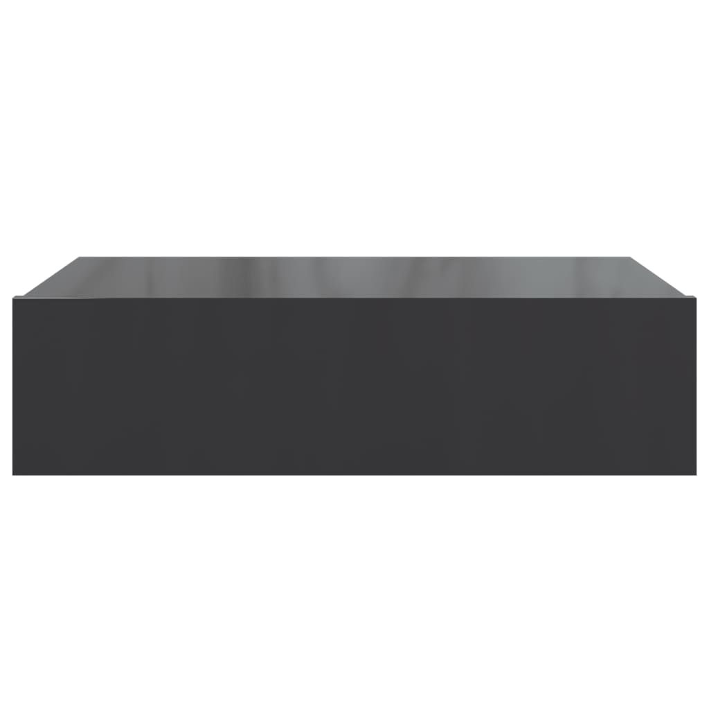 Wall-mounted Bedside Cabinet with LED High Gloss Grey